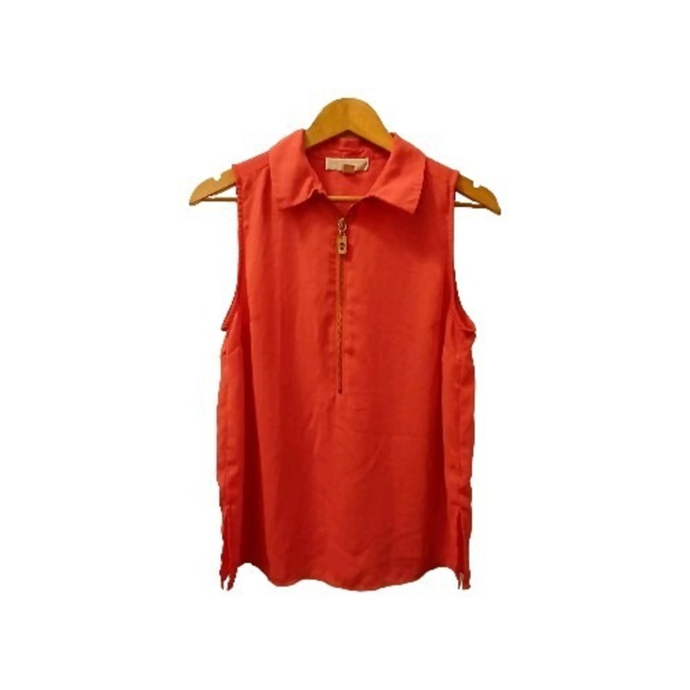 Michael Kors Ladies 1/2 Zip Front Collared Blouse Size Medium Melon Apricot EUC